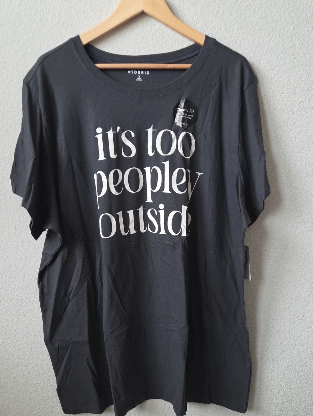 torrid Vintage Blck Graphic Tee " It's Too Peopley Outside" Plus Size 3 3X 22-24